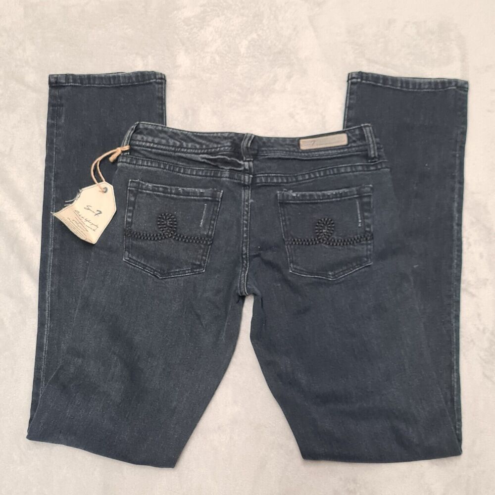 Seven7 Jeans Black Straight Leg Women's SZ 27 Low Rise - Picture 7 of 11